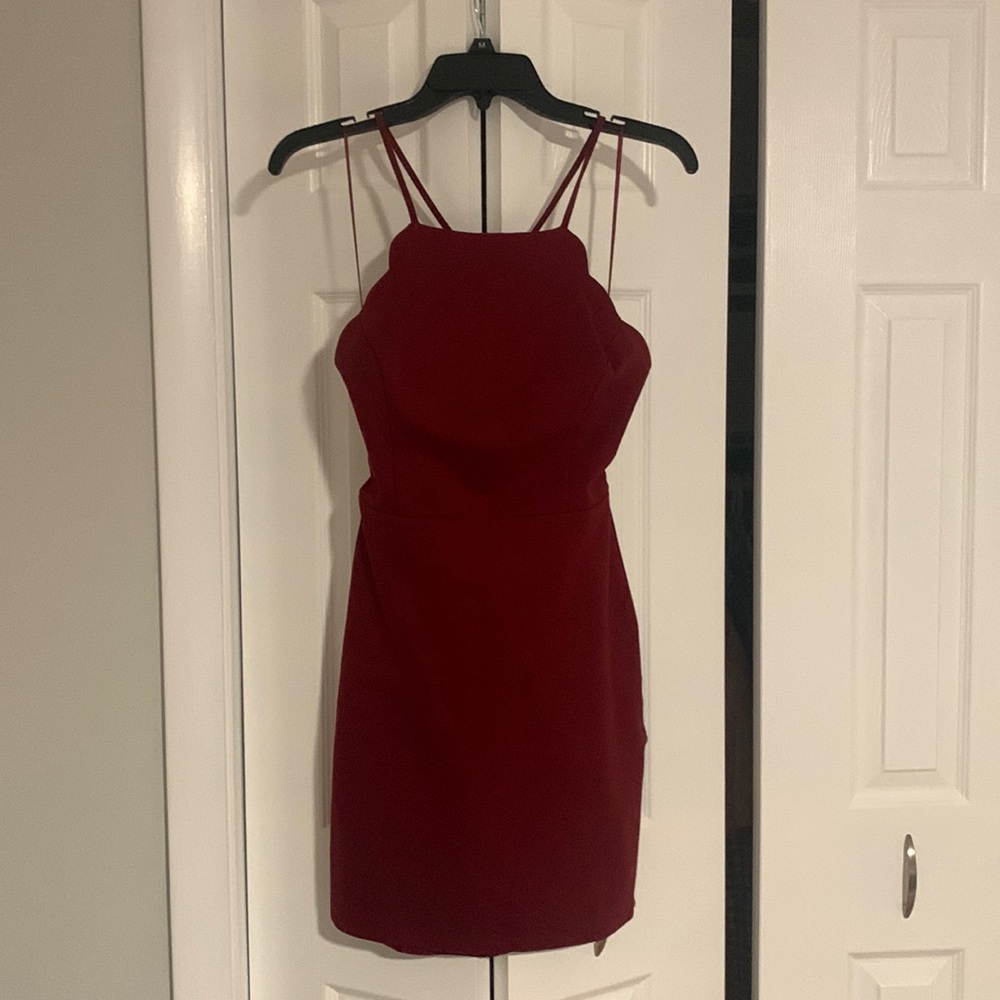 Maroon lulus scallop mini dress